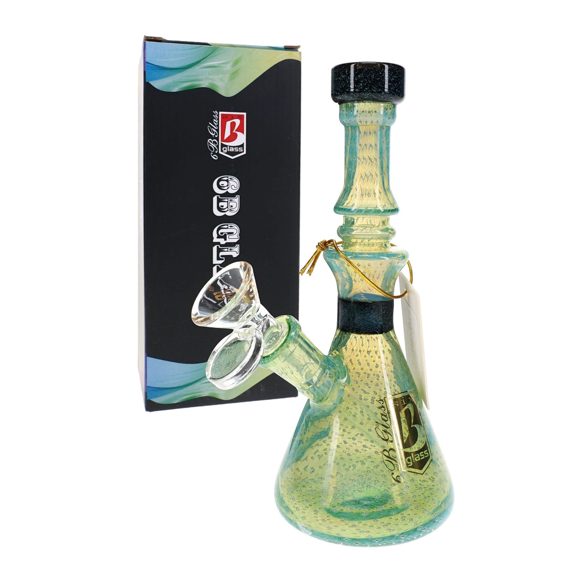 6B Glass Silver Fumed Bubble Dichro Beaker Bong with package