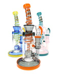 6B Glass Swirl Striped Multi-Perc Bong 9″