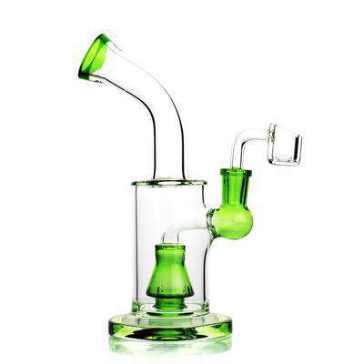 Green 7 Inch Dab Rig with Perc featuring 4-slit percolator