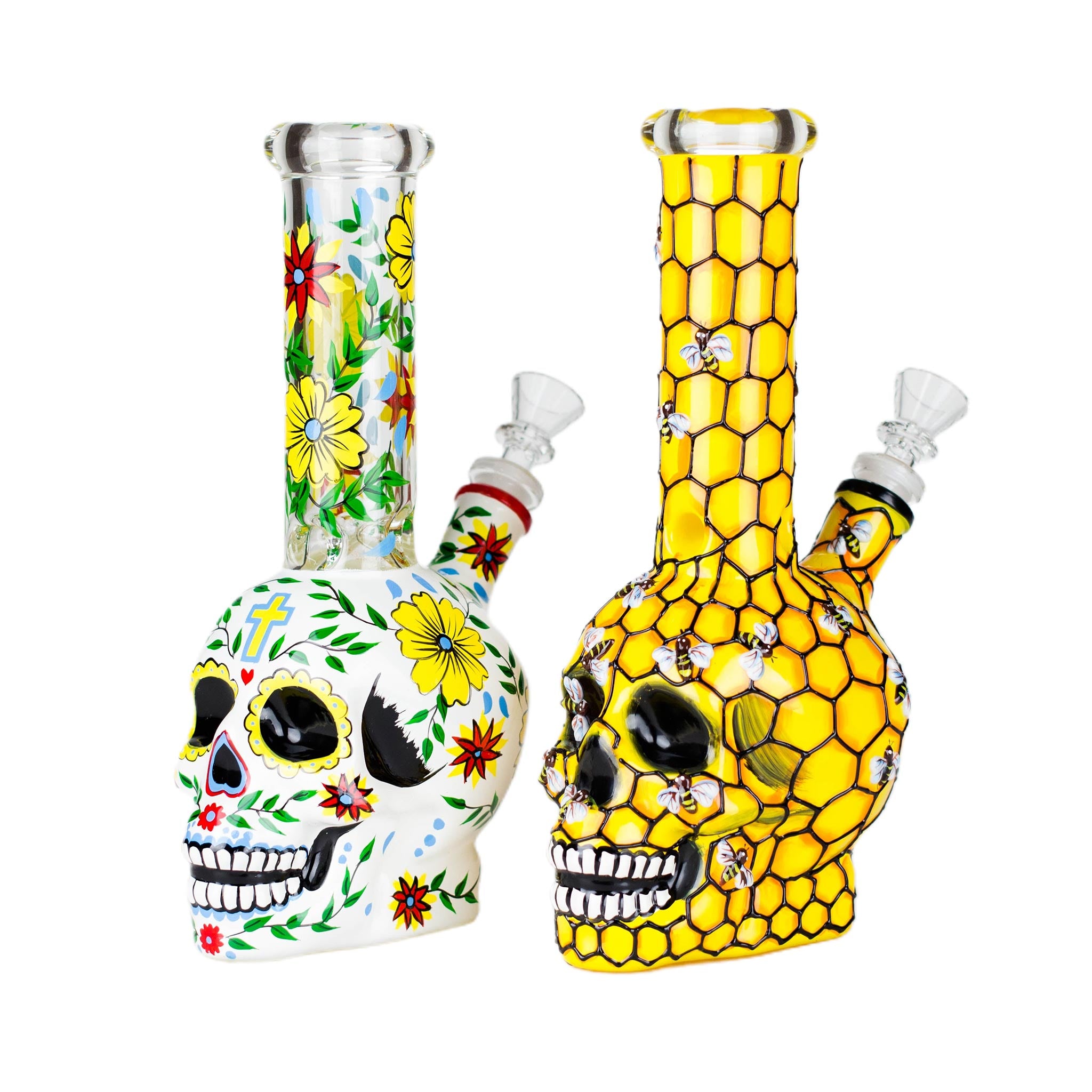 Glass Sugar Skull Bong 9" - inhalco