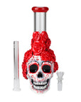 9" Rose Sugar Skull Glass Bong - inhalco