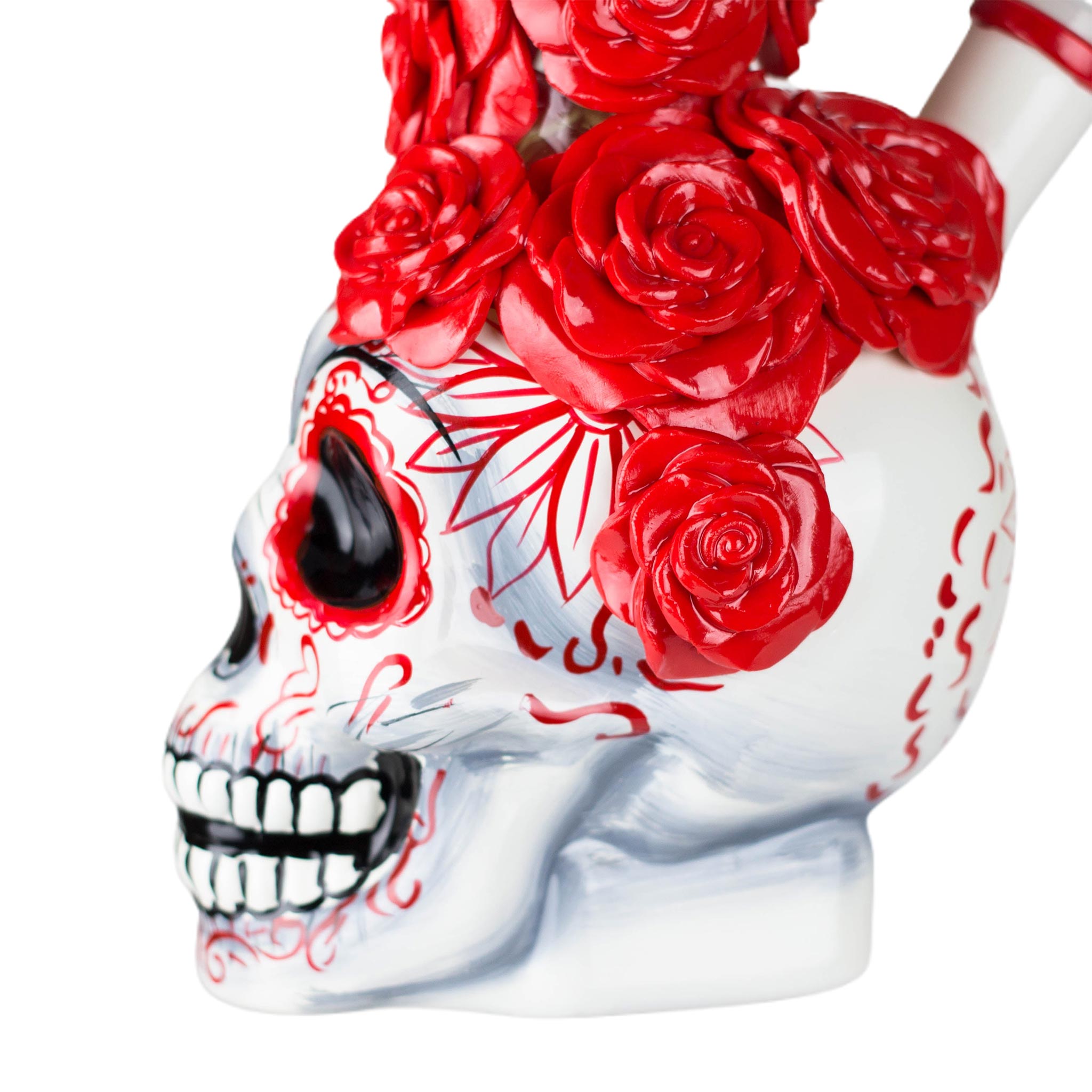 9&quot; Rose Sugar Skull Glass Bong - inhalco