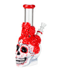 9" Rose Sugar Skull Glass Bong - inhalco