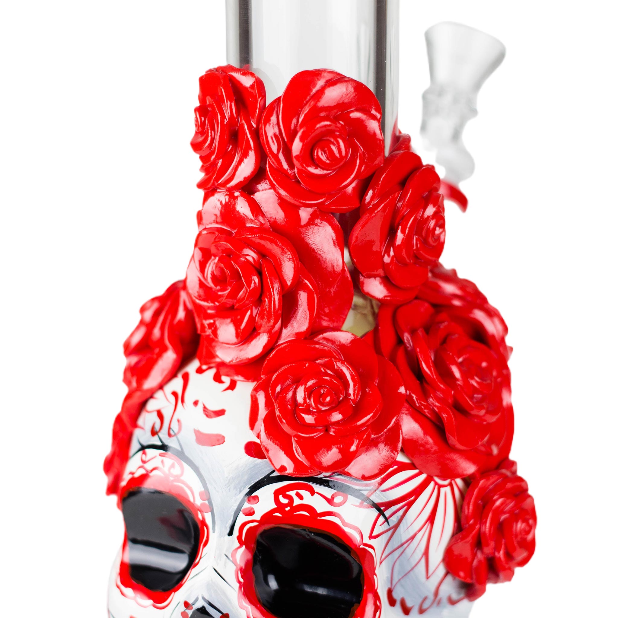 9&quot; Rose Sugar Skull Glass Bong - inhalco