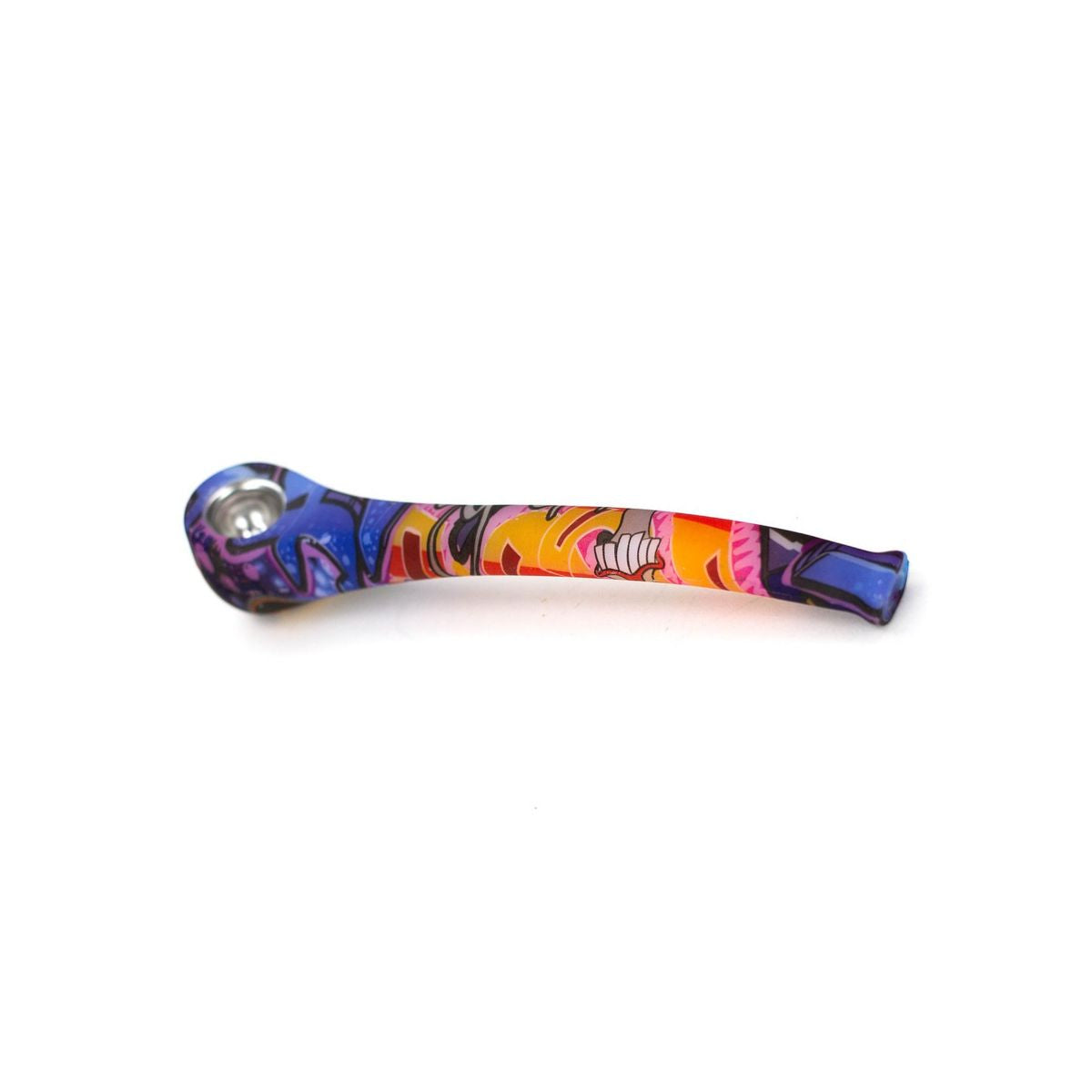 9" Silicone Graphic Hand Pipe with Metal Bowl