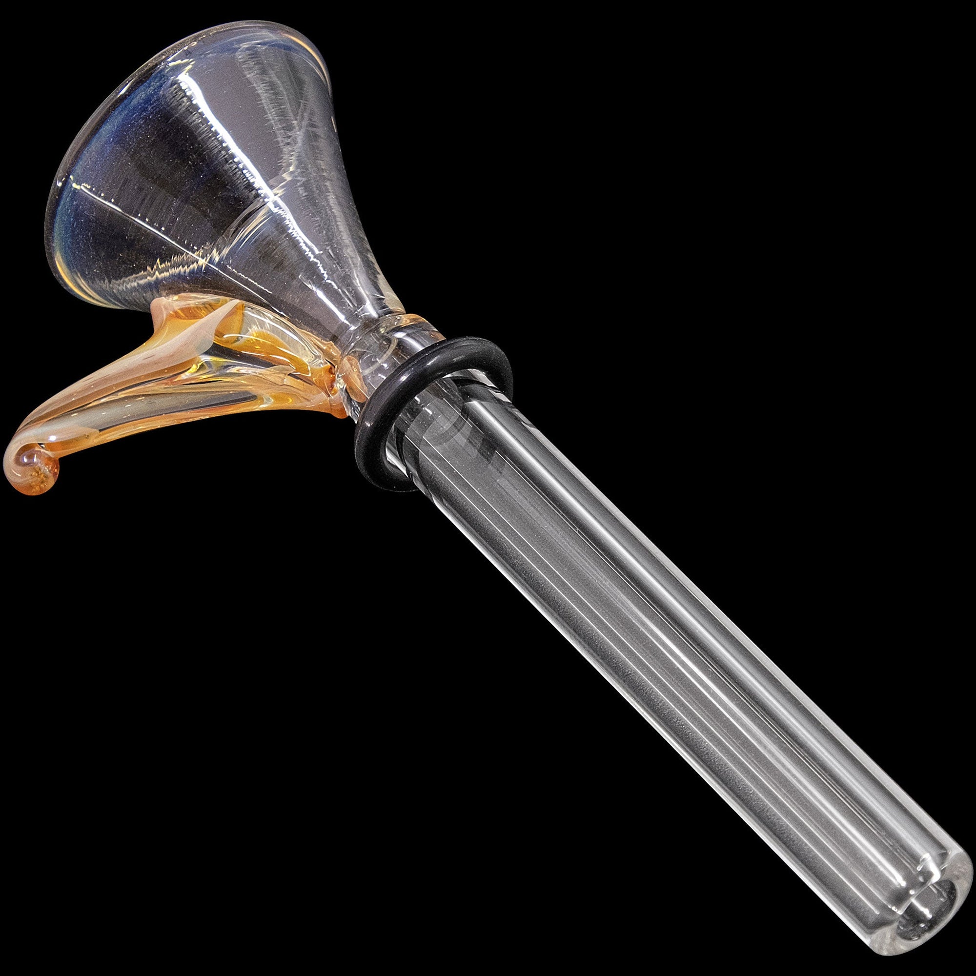 Amber 9mm Funnel Slide Bowl with Handle glass accessory