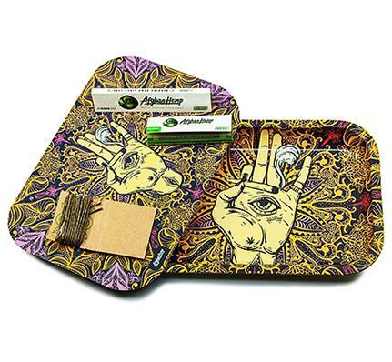 Afghan Hemp Rolling Tray Kit with Magnetic Lid - INHALCO