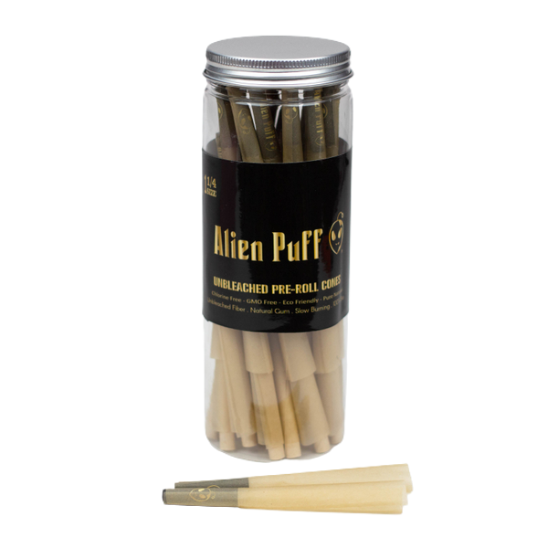 Alien Puff 1 1/4 Size Organic Unbleached Brown Pre-Rolled Cones - INHALCO