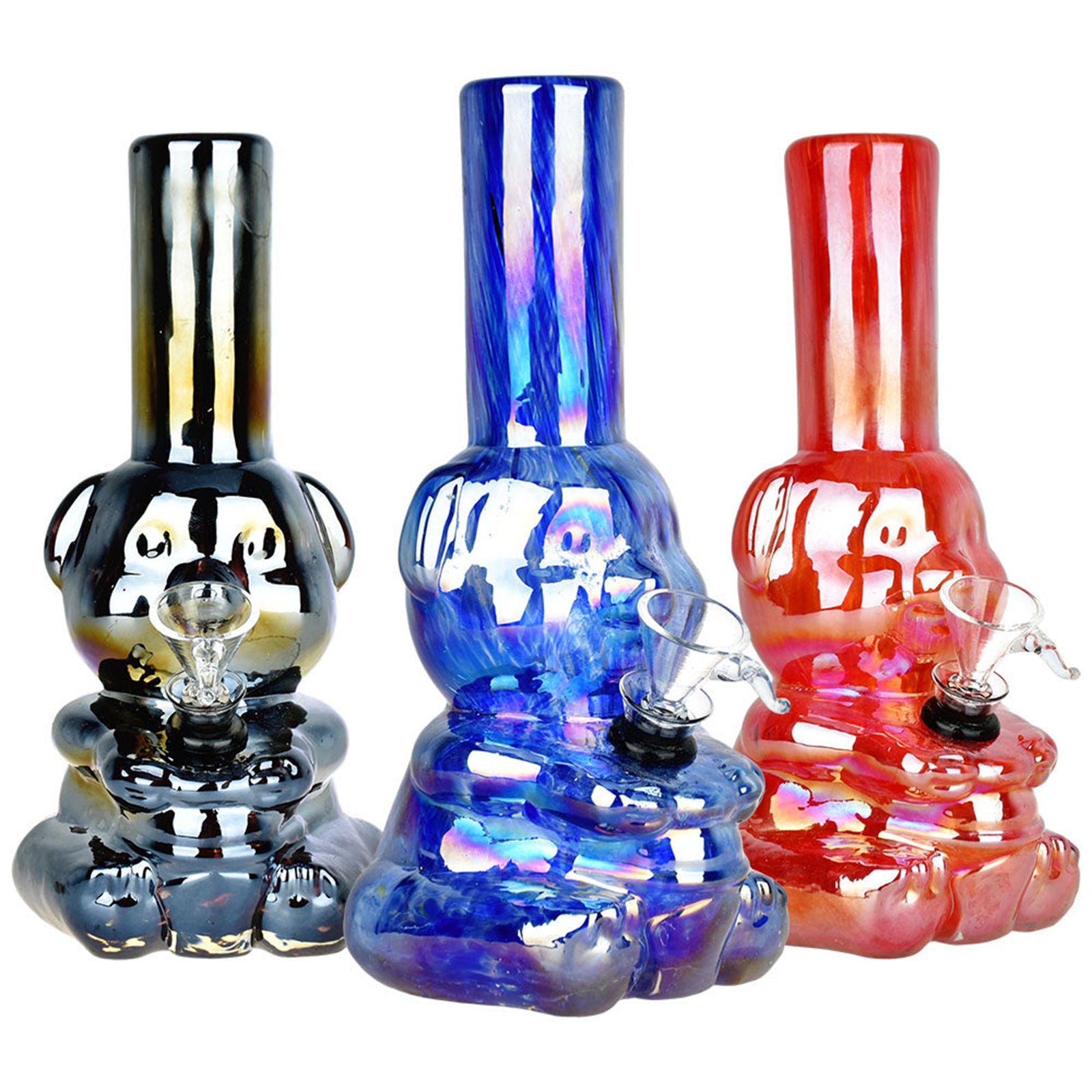 Bear-y Shiny Electroplated Soft Glass Water Pipe - INHALCO
