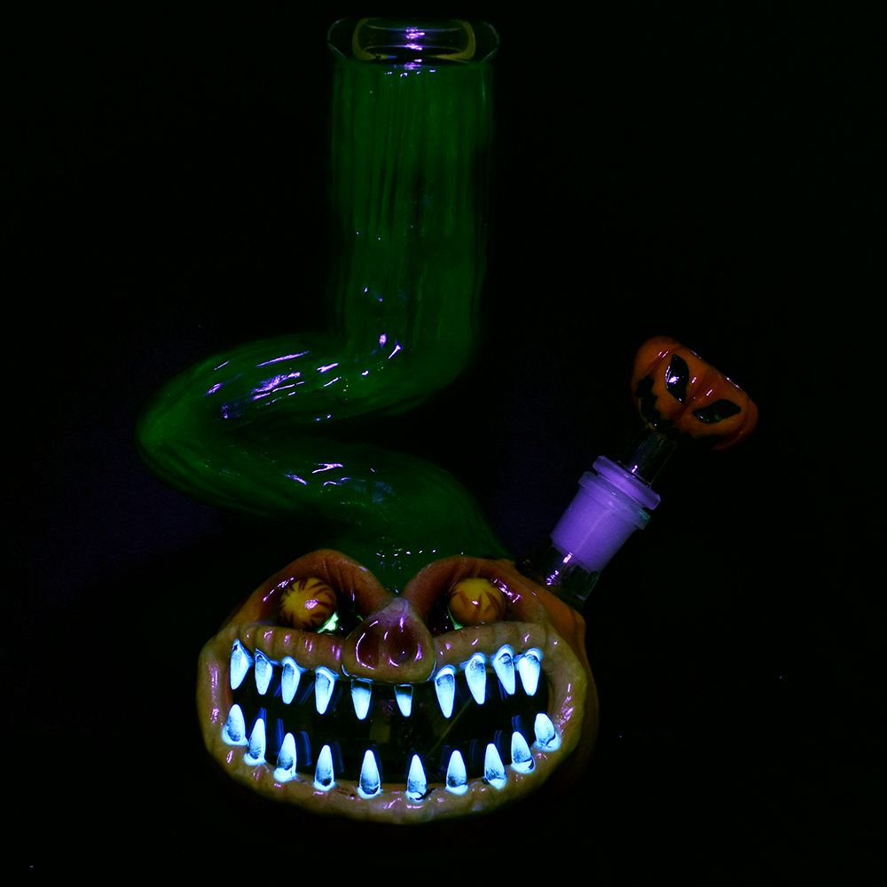 Bent Neck Scary Pumpkin Enamel On Bongs