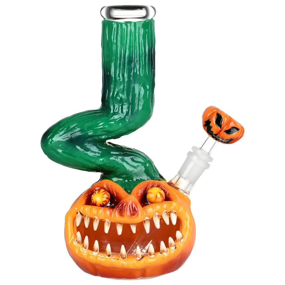 Bent Neck Scary Pumpkin Enamel On Bongs