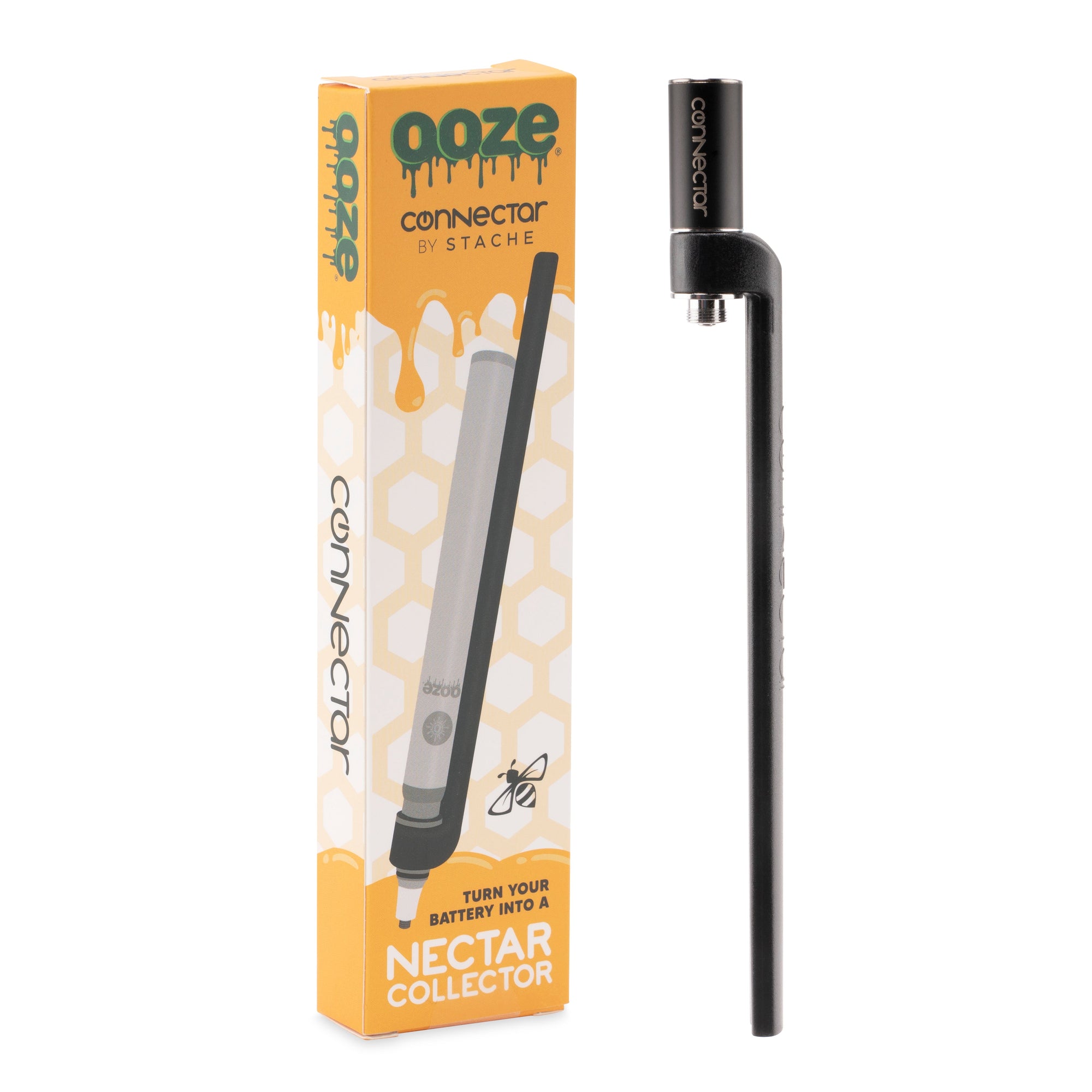 Ooze x Stache ConNectar 510 Thread Dab Straw Attachment with packaging on a white background