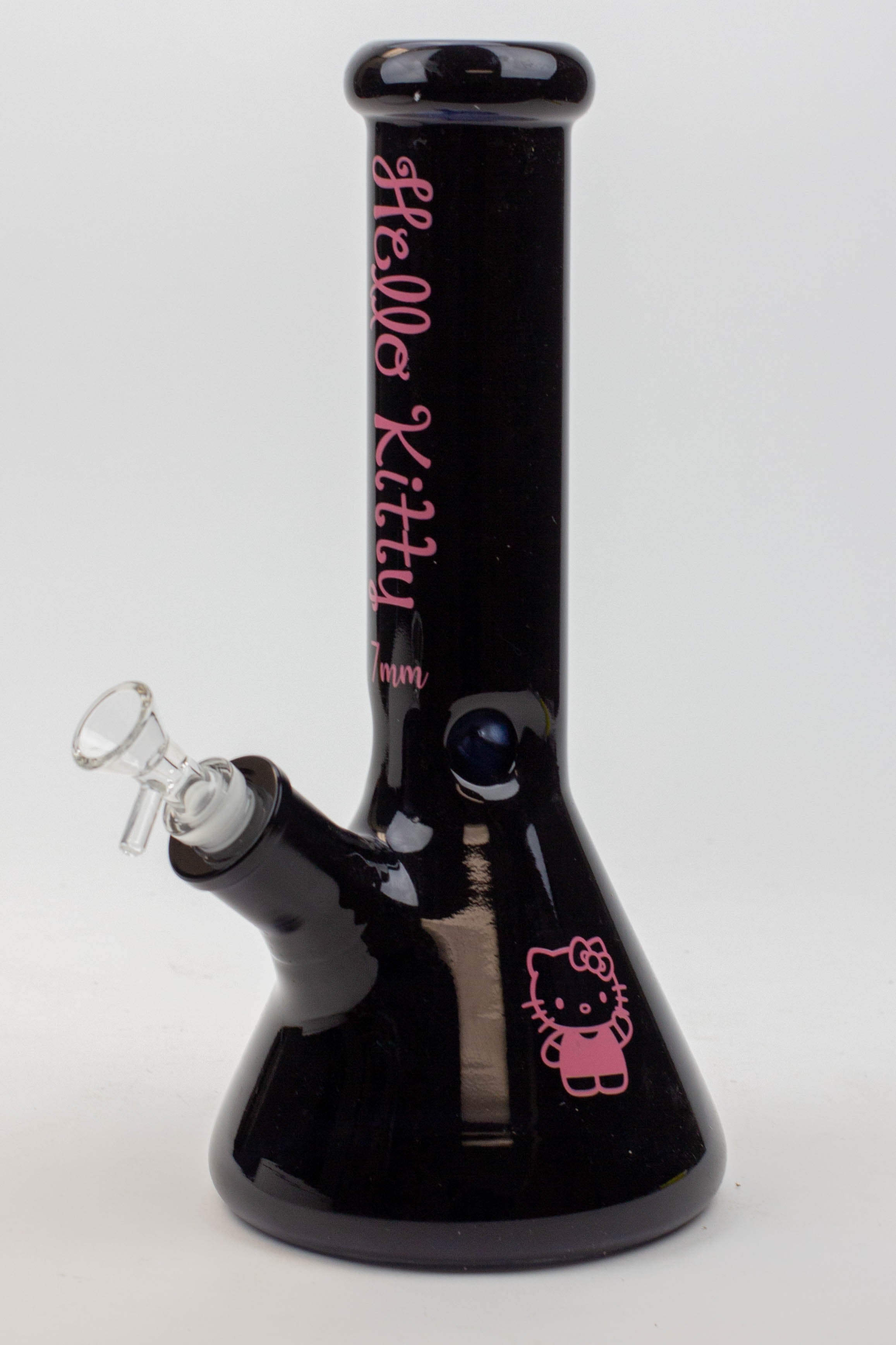 12" Kitty Black 7mm Glass Beaker Bong_0