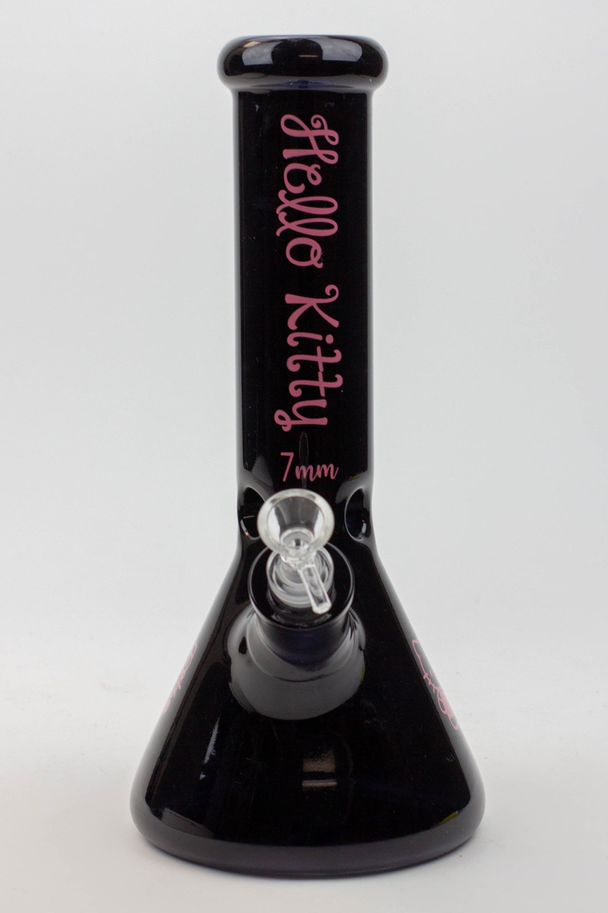 12" Kitty Black 7mm Glass Beaker Bong_3