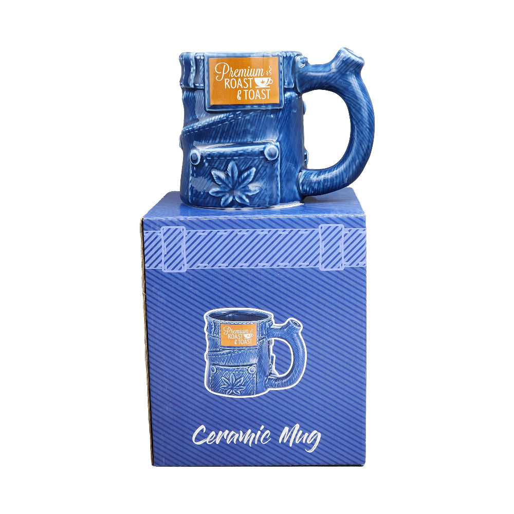 Denim Jeans Coffee Mug with Built in Pipe - inhalco