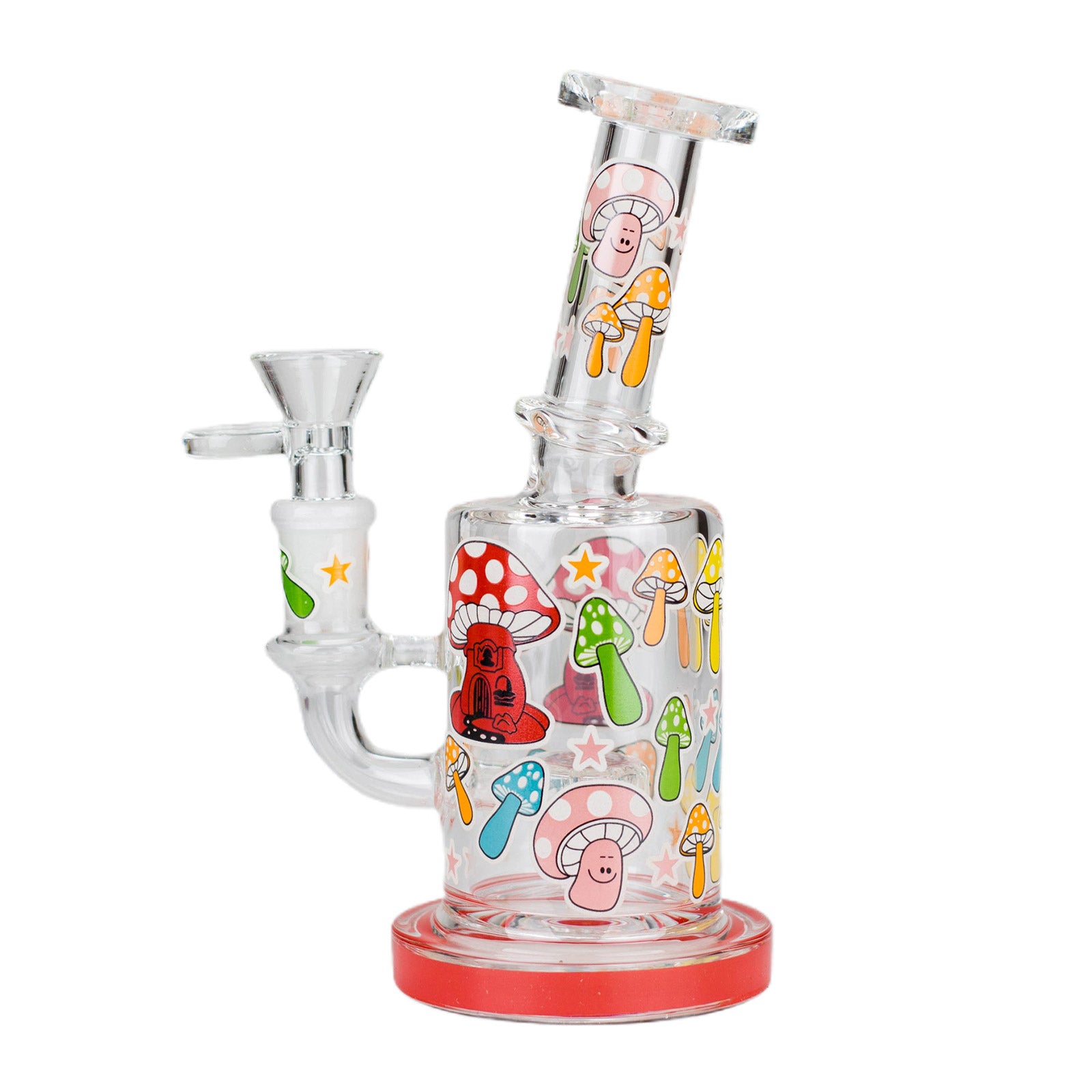 7" Color Accented Mushroom Bong With Perc