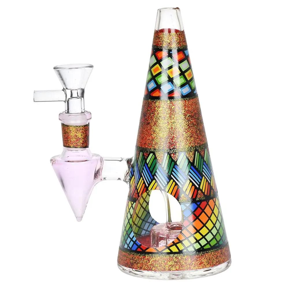 Conical Stained Glass Bong - inhalco