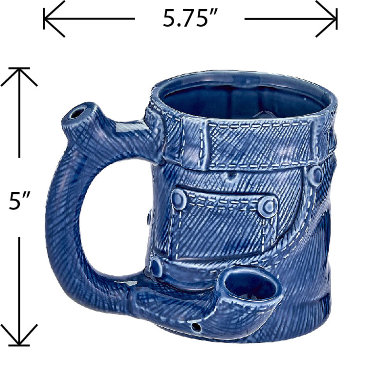 Denim Jeans Coffee Mug with Built in Pipe - inhalco