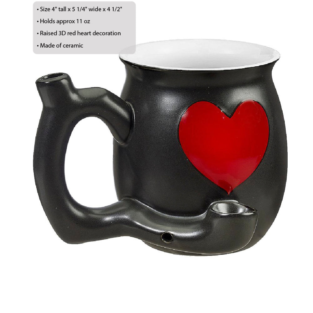 Embossed Red Heart Mug Pipe Weed  inhalco