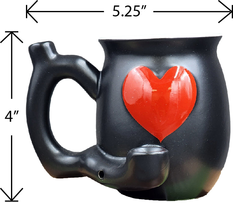 Embossed Red Heart Mug Pipe Weed  inhalco