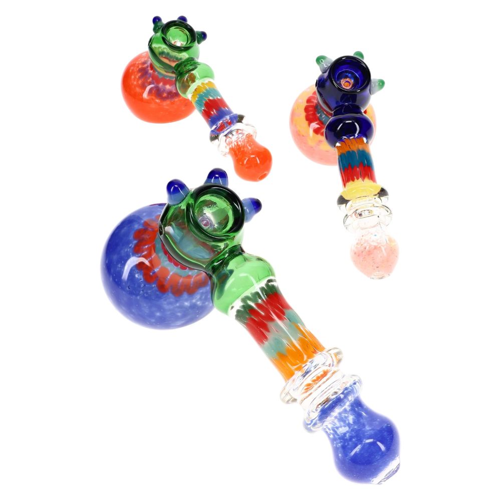 Glass Parade Frit Striped Ring Hammer Bubbler 8.5″