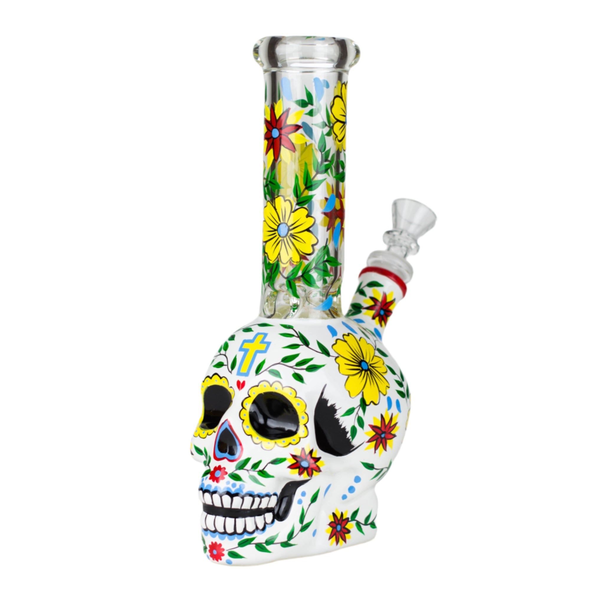 Glass Sugar Skull Bong 9" - inhalco