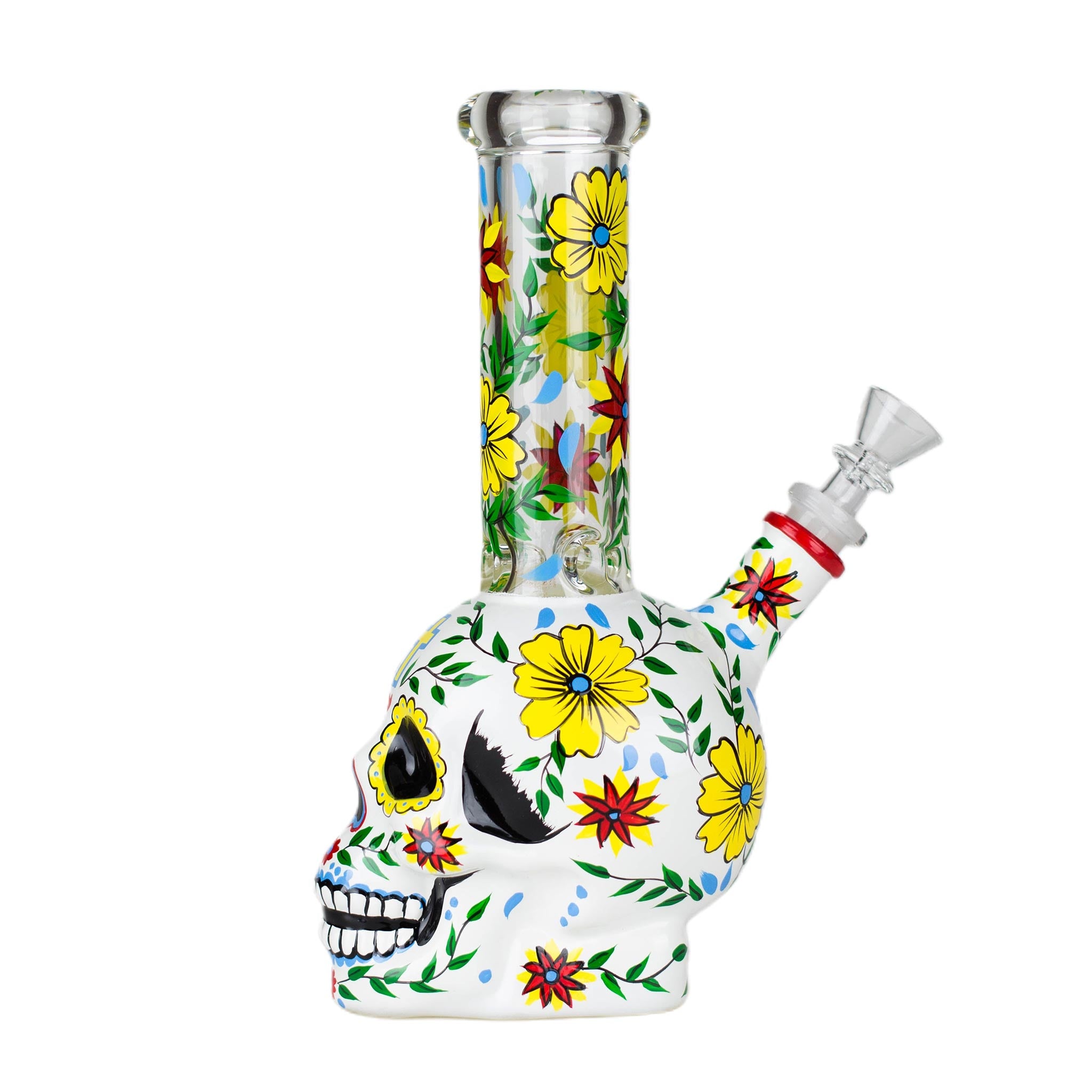 Glass Sugar Skull Bong 9&quot; - inhalco