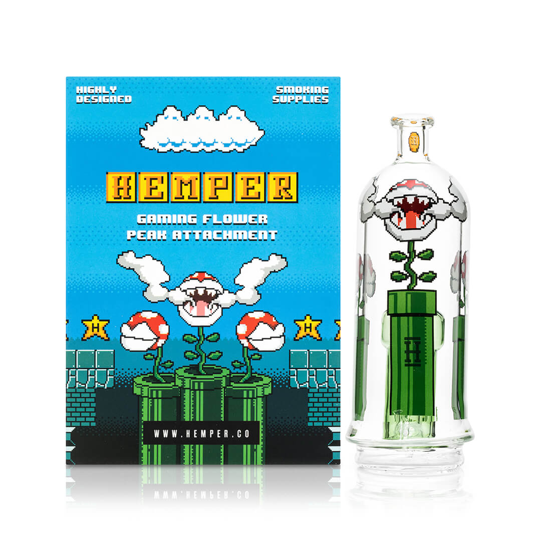 Hemper gaming flower peak attachment with packaging on a white background