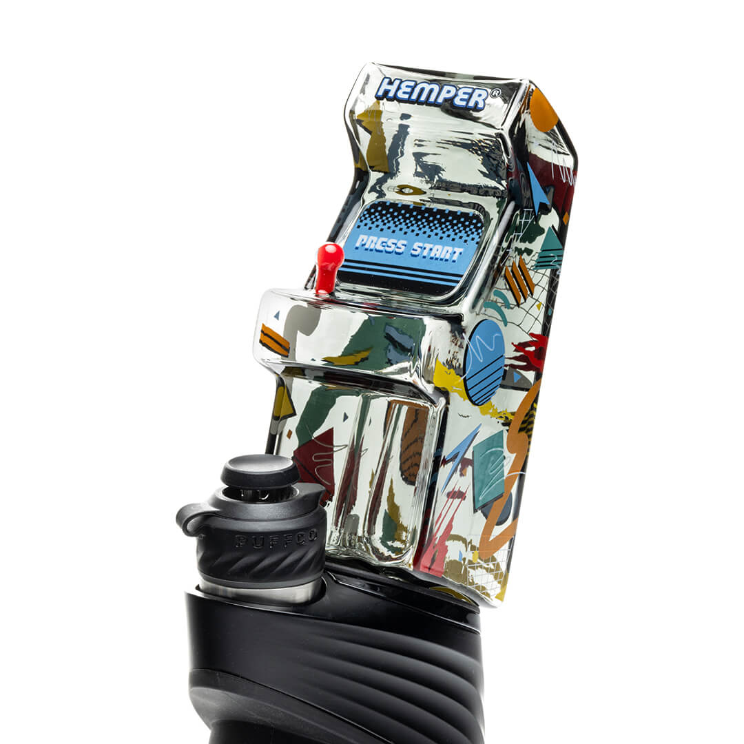  Totally Rad Arcade Puffco Peak Top - retro gaming design glass attachment front view