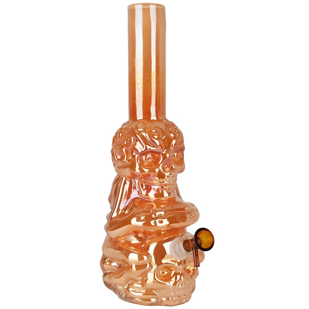 Iridescent Crouching Skeleton Soft Glass Water Pipe 