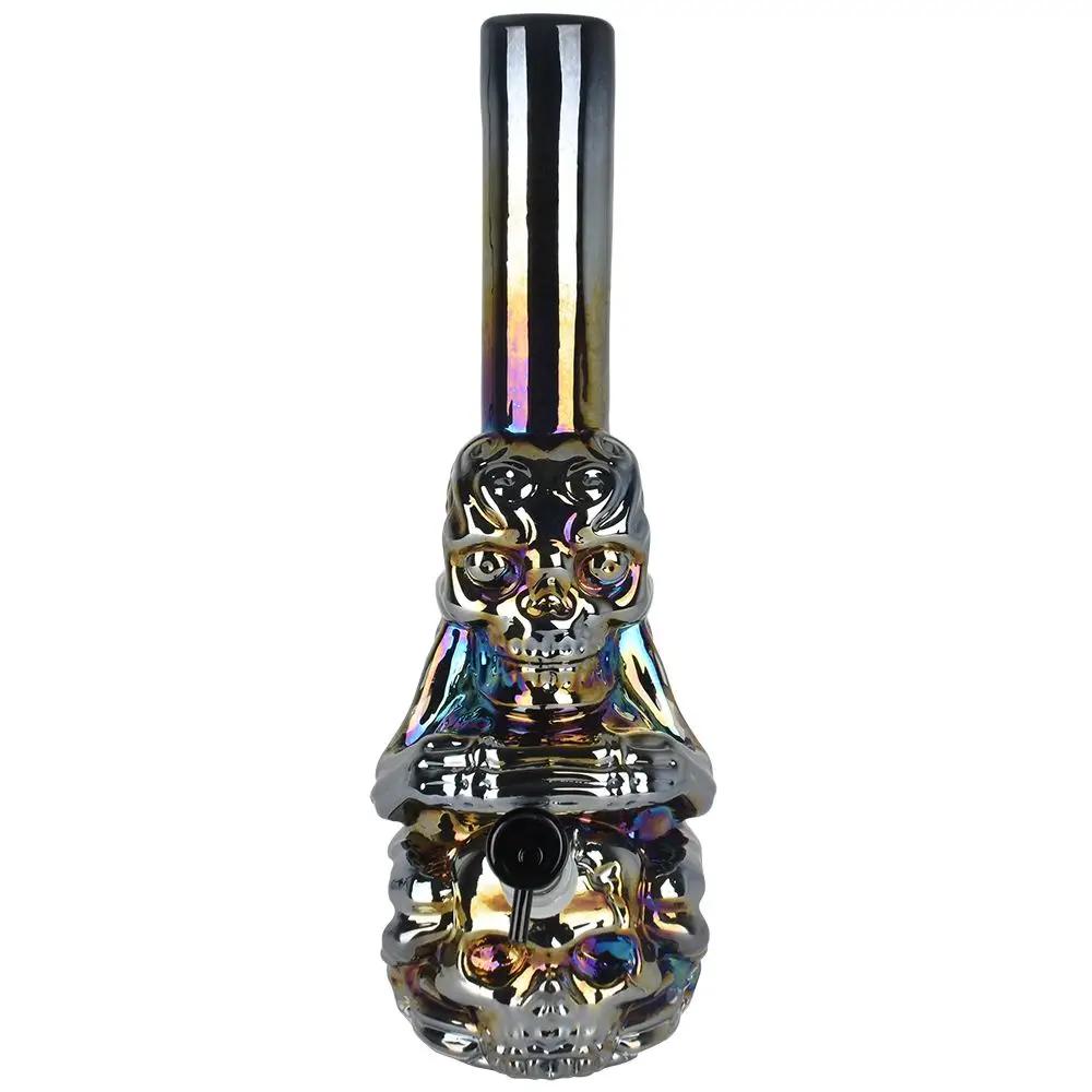 Iridescent Crouching Skeleton Soft Glass Water Pipe 