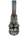 Iridescent Crouching Skeleton Soft Glass Water Pipe 