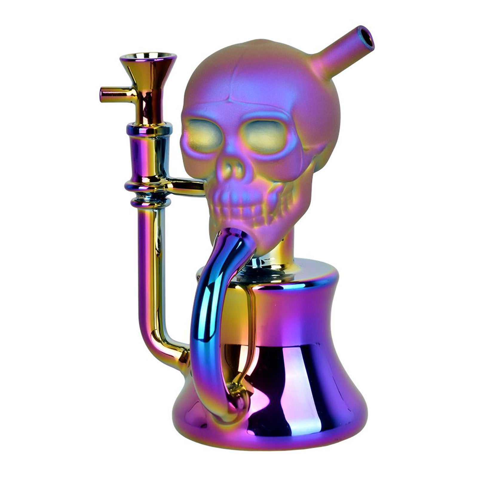 Iridescent Glass Solemn Skull Recycler Dab Rig – INHALCO