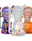 Iridescent Glass Solemn Skull Recycler Dab Rig - INHALCO