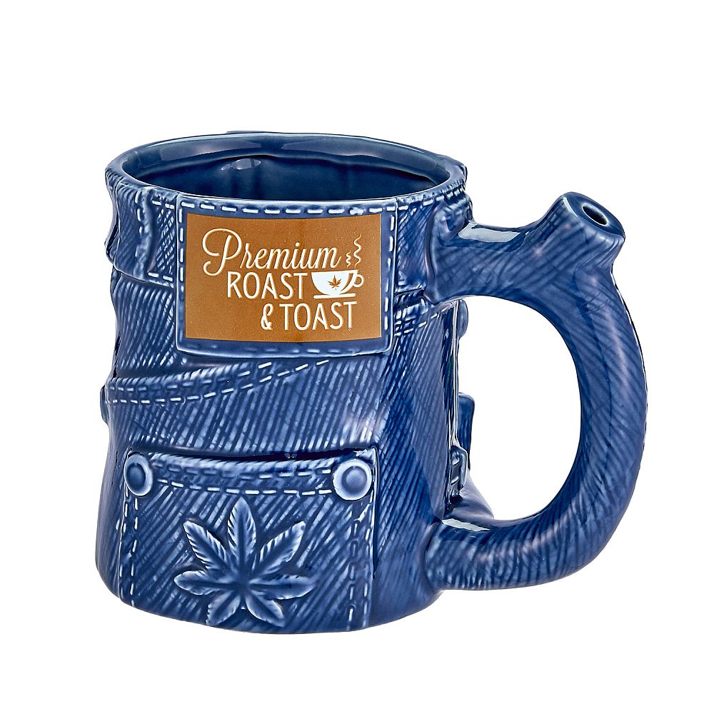 Denim Jeans Coffee Mug with Built in Pipe - inhalco