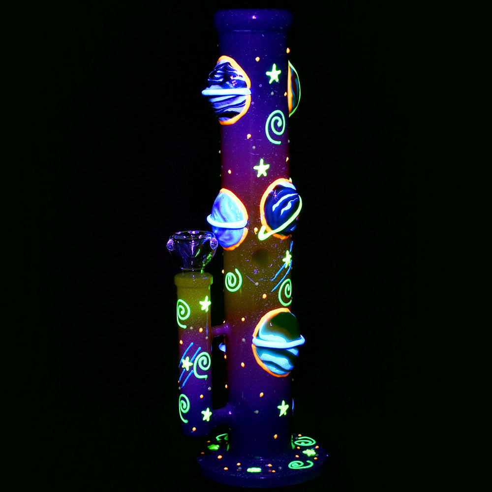 Orbiting Planets Straight Tube Glowing Bong