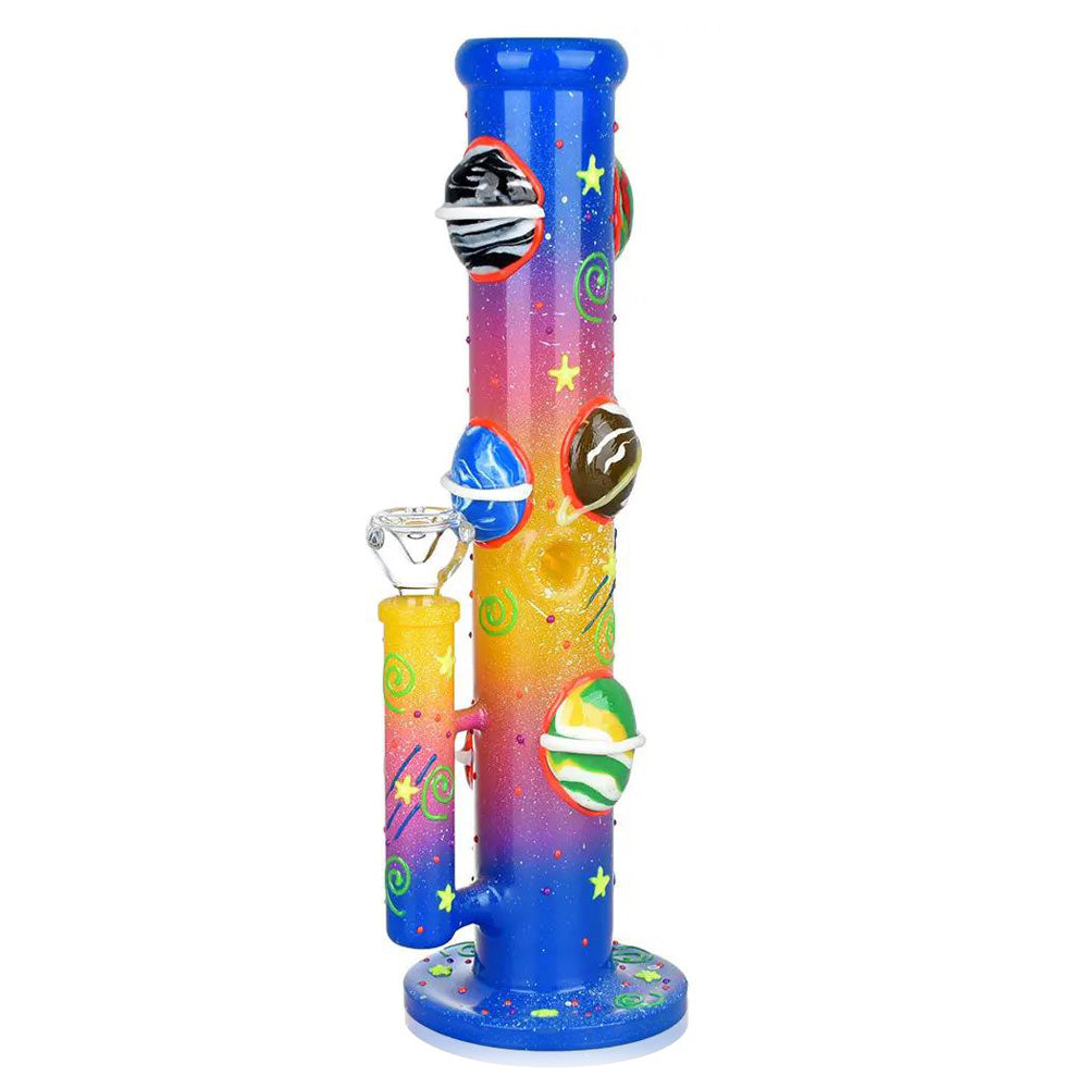 Orbiting Planets Straight Tube Glowing Bong