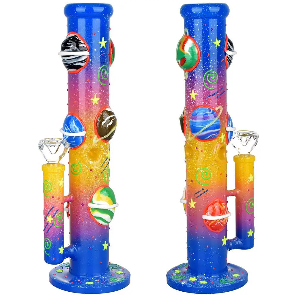 Orbiting Planets Straight Tube Glowing Bong