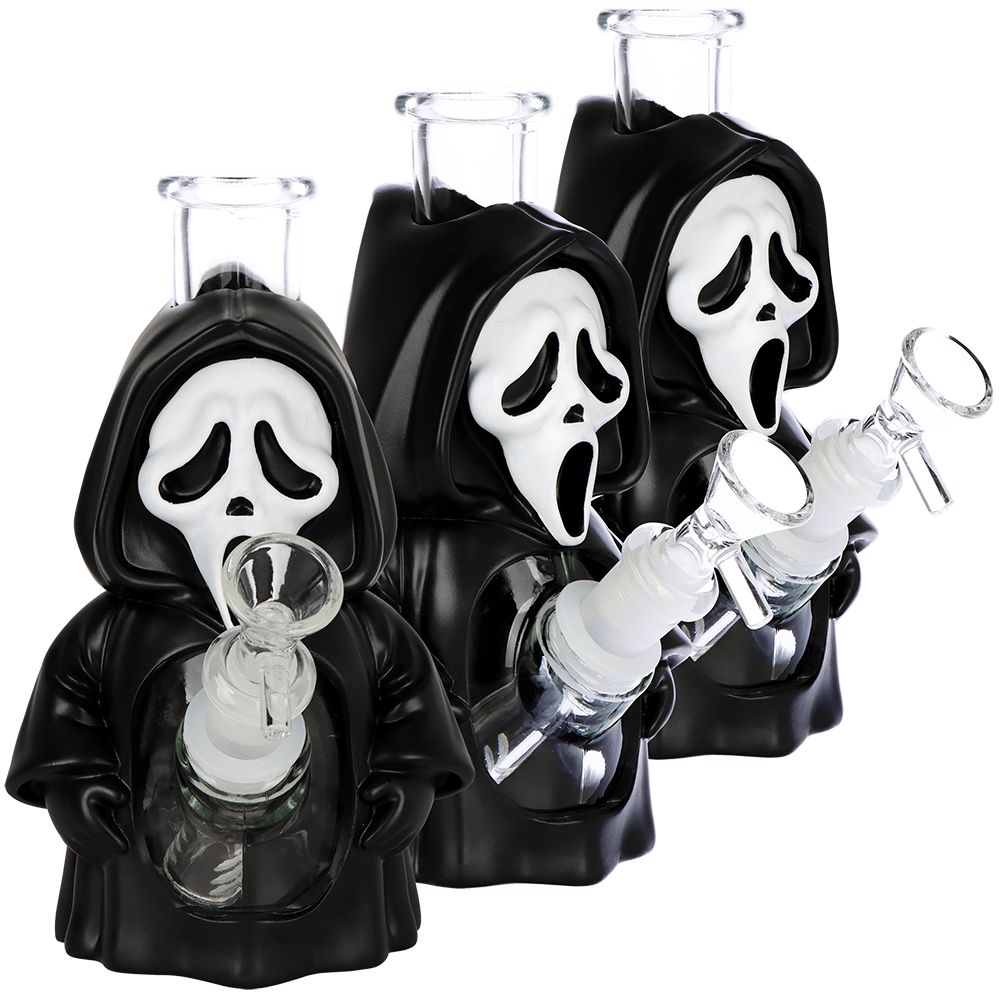 3CT BUNDLE Scary Masked Glass &amp; Vinyl Water Pipe