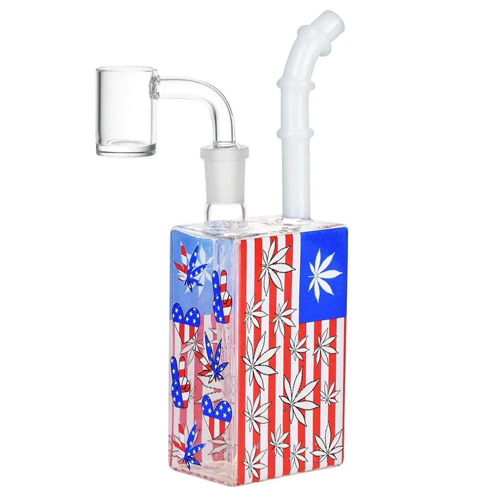 Patriotic Leaf Juice Box Dab Rig - inhalco