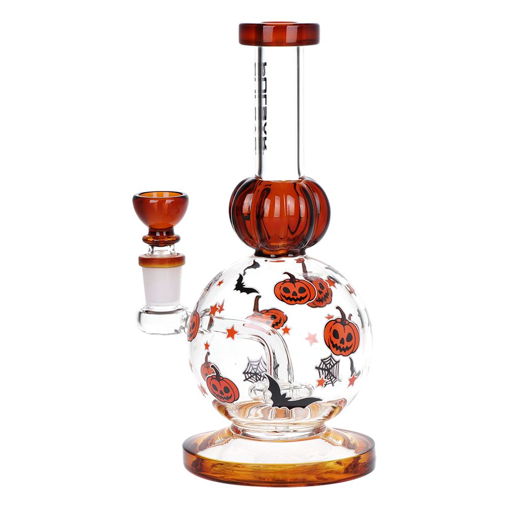 Pulsar Crazy Pumpkins Glass Water Pipe 7.9"-14mm-F
