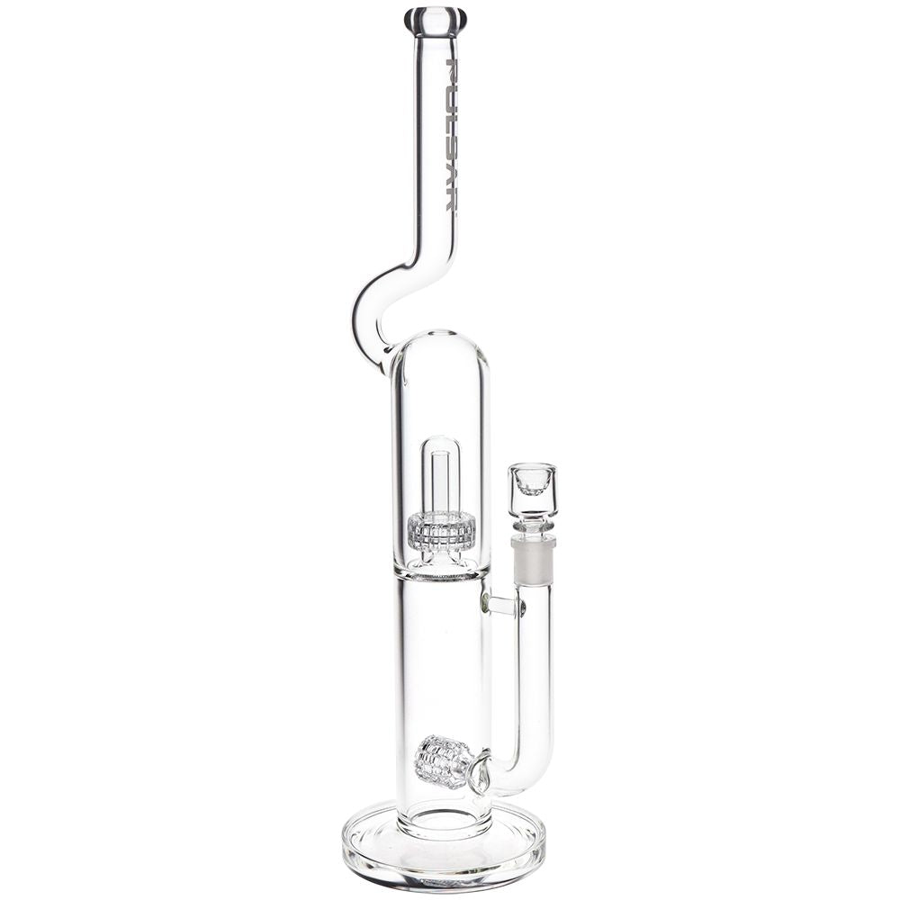Pulsar Kink Neck Double Chamber Chugger Glass Water Pipe 17.25"