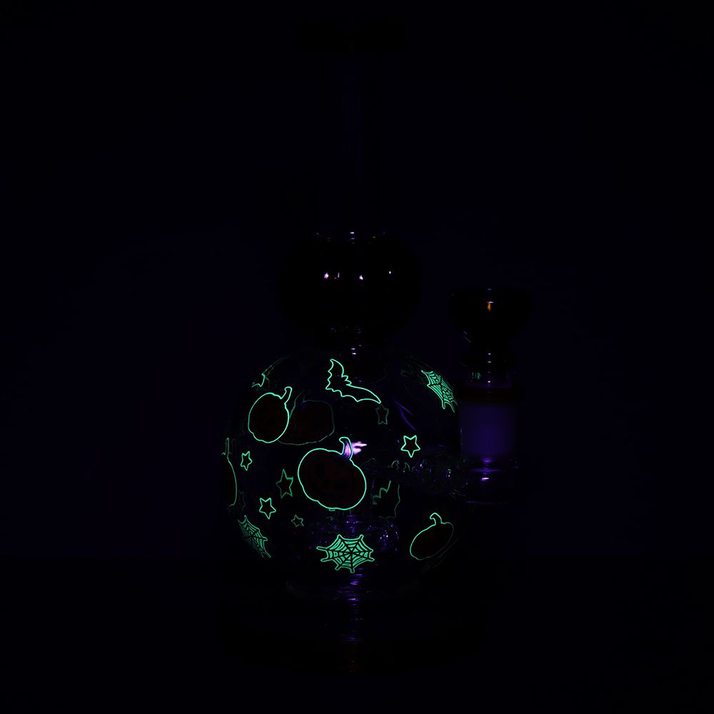Pulsar Crazy Pumpkins Glass Water Pipe 7.9"-14mm-F