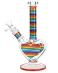 Rainbow Striped Heart Bong 8.5" - inhalco