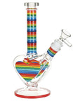 Rainbow Striped Heart Bong 8.5" - inhalco