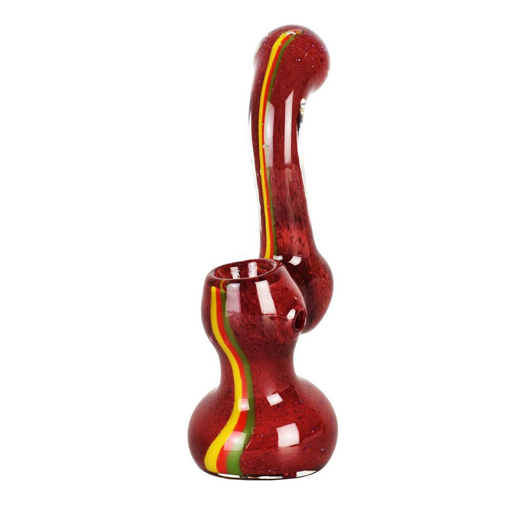 Rasta Stripe Frit Glass Bubbler