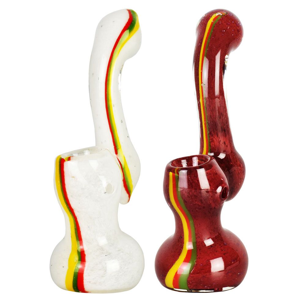 Rasta Stripe Frit Glass Bubbler