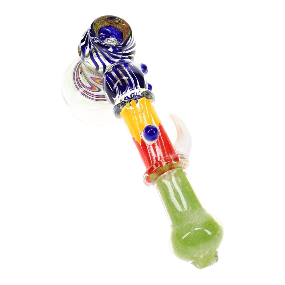 Rasta Swirl Frit Hammer Bubbler 8″