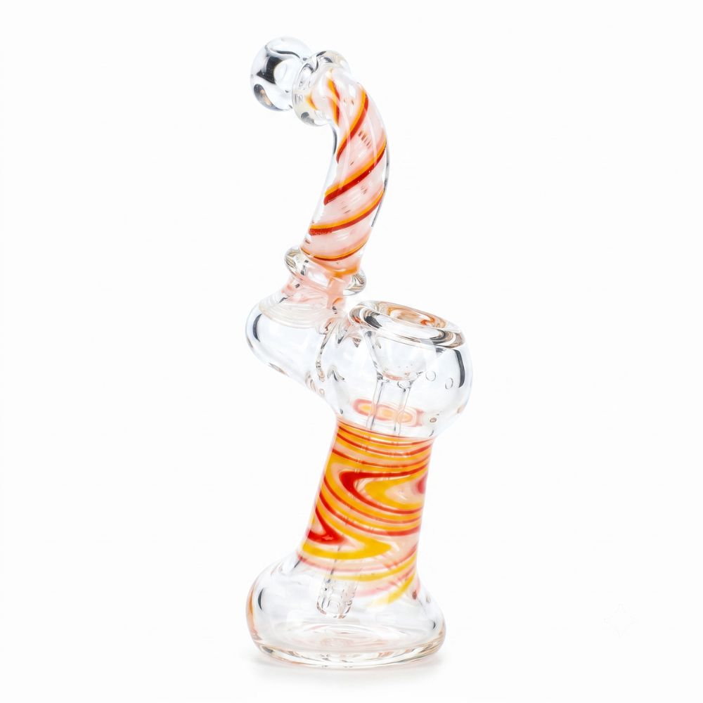 Rasta Swirl Striped Frit Sherlock Bubbler 6″