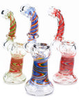 Rasta Swirl Striped Frit Sherlock Bubbler 6″